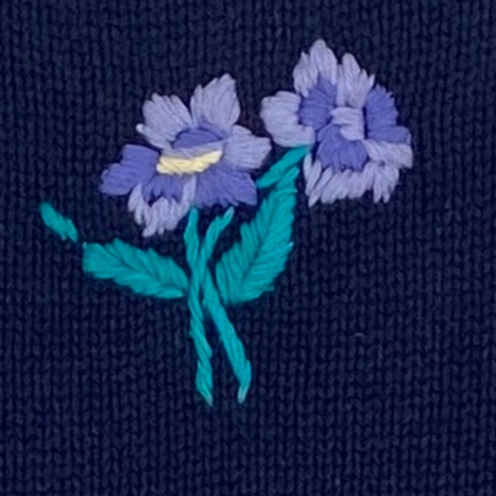 Vintage Northern Reflections Floral Embroidered Sweater Vest Navy Cottagecore-L - Picture 12 of 14